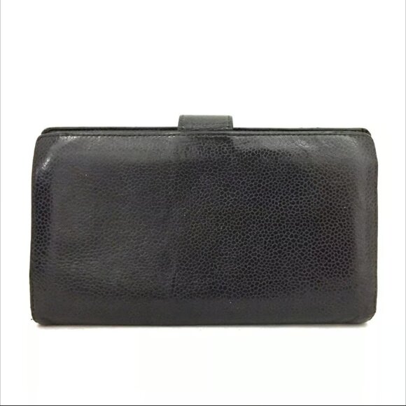 AUTHENTIC CHANEL CC LOGO GRAINED CALF SKIN LONG BIFOLD WALLET WITH COIN PURSE - Picture 3 of 10